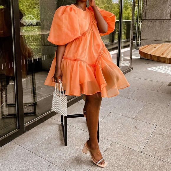 Aje Dresses & Skirts - Brand new Riviera Asymmetric Braided Puff Sleeve Smock Dress